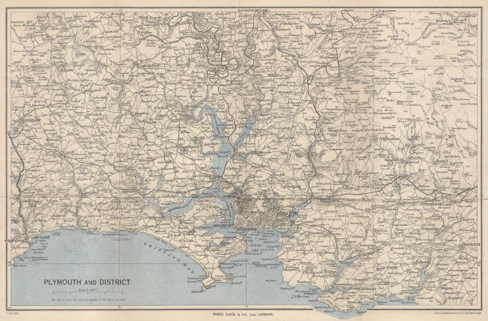 PLYMOUTH & TAMAR VALLEY. Liskeard Tavistock Devonport Looe Saltash 1945 map